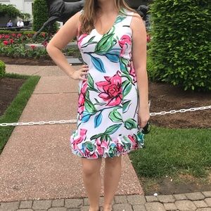 Ruffled modern flower print dress